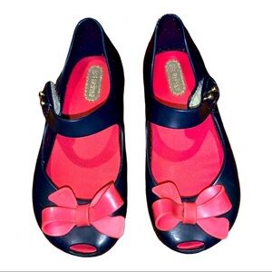 Mini Melissa rubber Mary Janes kids toddler girls size 9 bow blue pink sandals